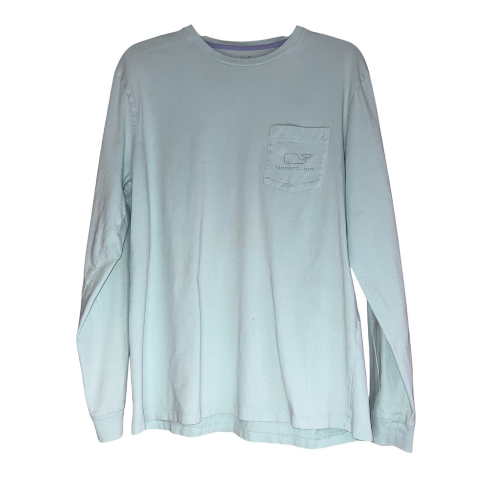 Vineyard Vines Men’s Sky Blue Long Sleeve Whale Pocket Tee SzM